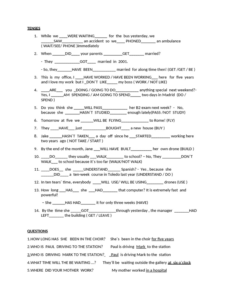 REV.EXER 1 BACH KEY- Term 2 | PDF | Grammar | Linguistics