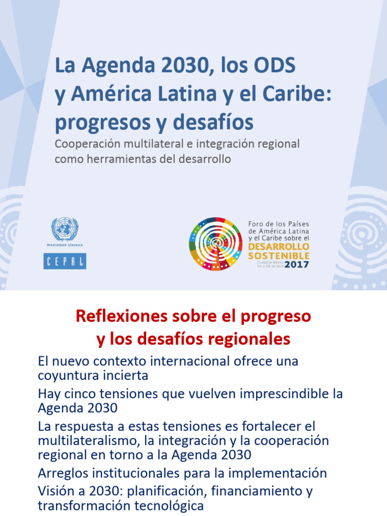 La Agenda 2030, Los ODS y América Latina y El Caribe Progresos y ...