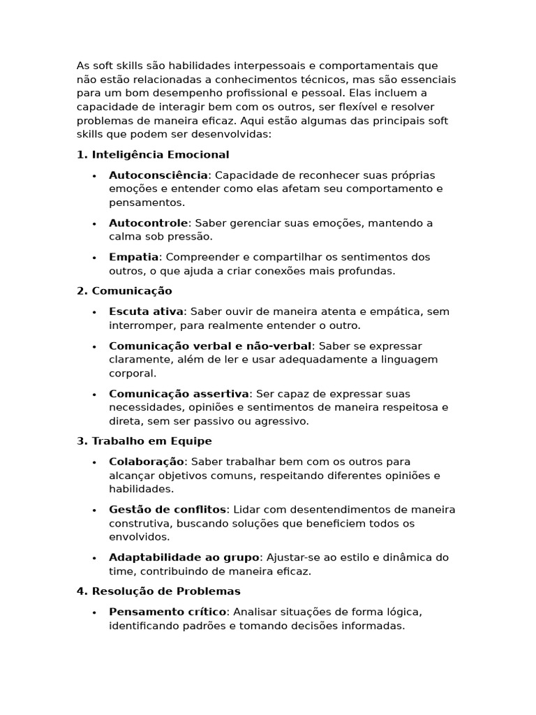 Principais Soft Skills para Sucesso Profissional | PDF | Pensamento ...