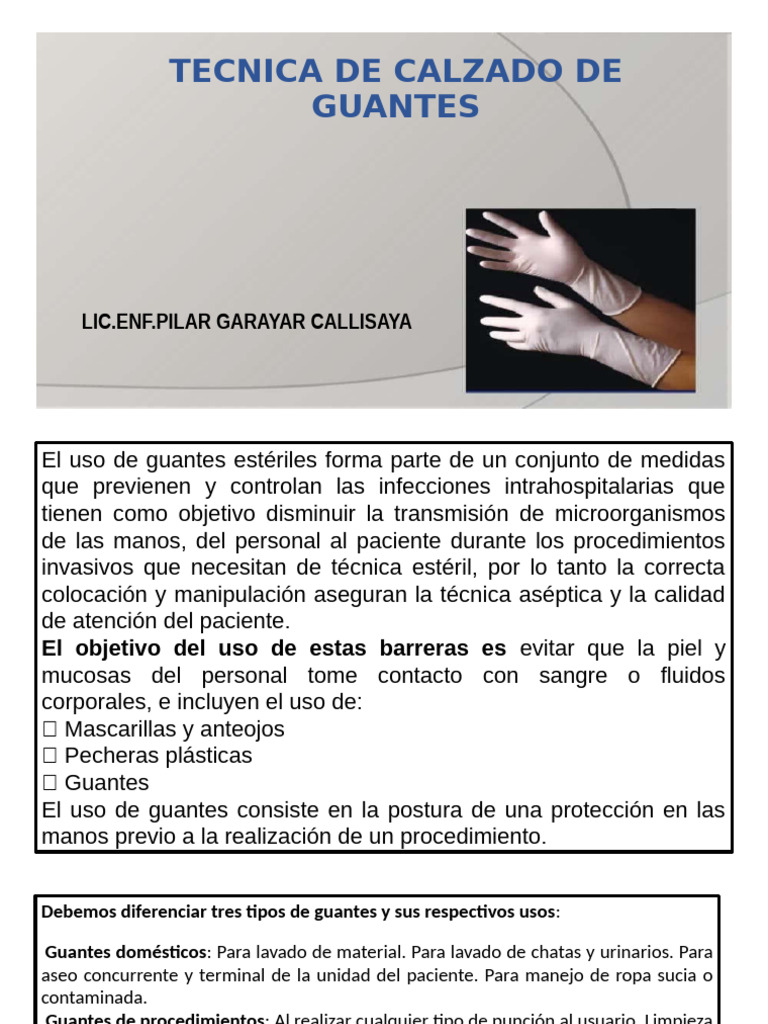 Técnica de Calzado de Guantes Estériles | PDF | Higiene | Guante