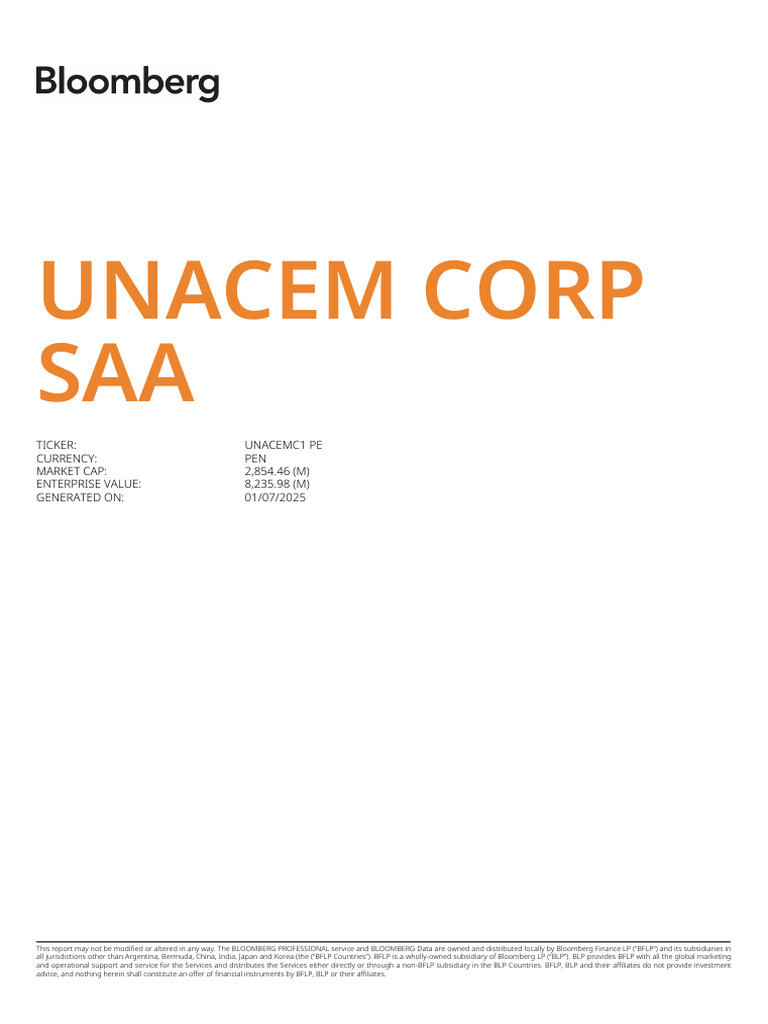 Reporte UNACEM Bloomberg | PDF | Loans | Debt
