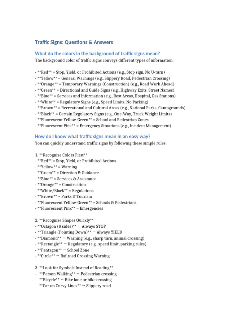 Traffic_Signs_QA | PDF | Traffic Light | Traffic