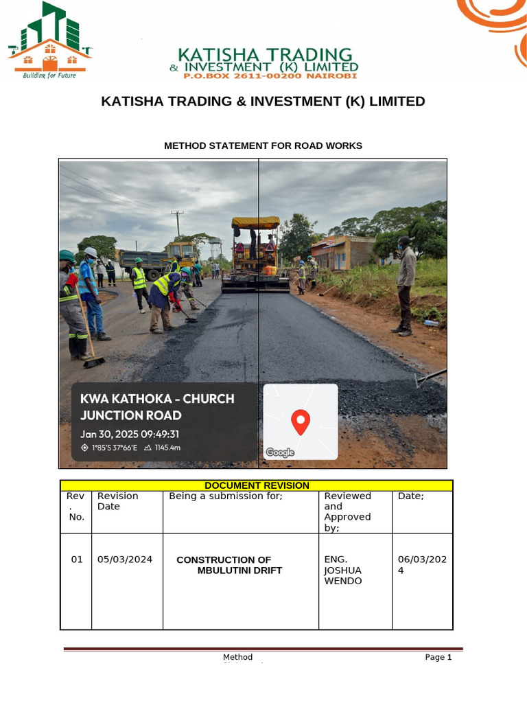 Road Construction Method Statement | PDF | Road | Concrete