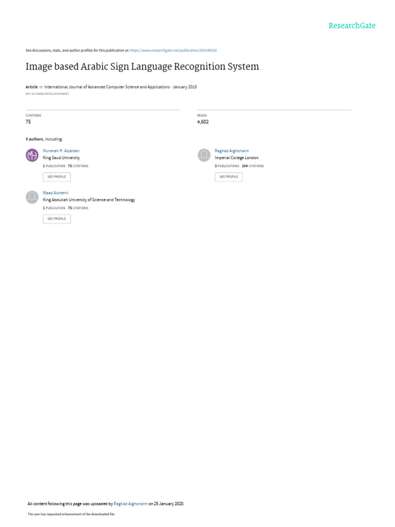 Arabic Sign Language Recognition System | PDF | Sign Language | Image ...