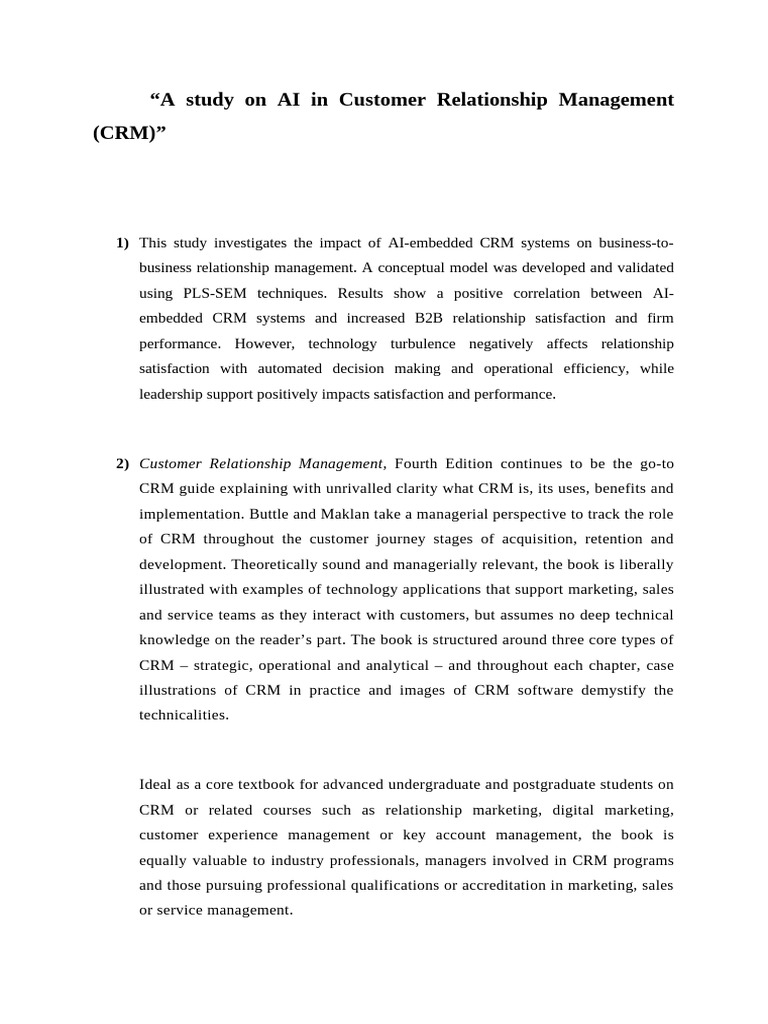 AI-Driven CRM Impact on B2B Relationships | PDF | Customer Relationship ...