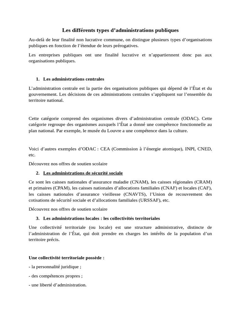 Types d'administrations publiques | PDF