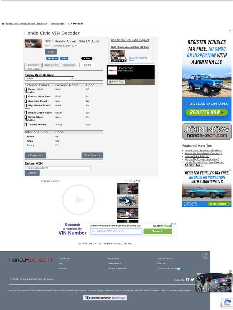 VIN Decoder - Honda-Tech - Honda Forum Discussion | PDF | Vehicle ...