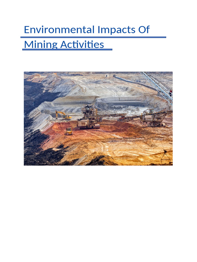Environmental Impacts Of Mining Activities Sudarshan Pdf Mining