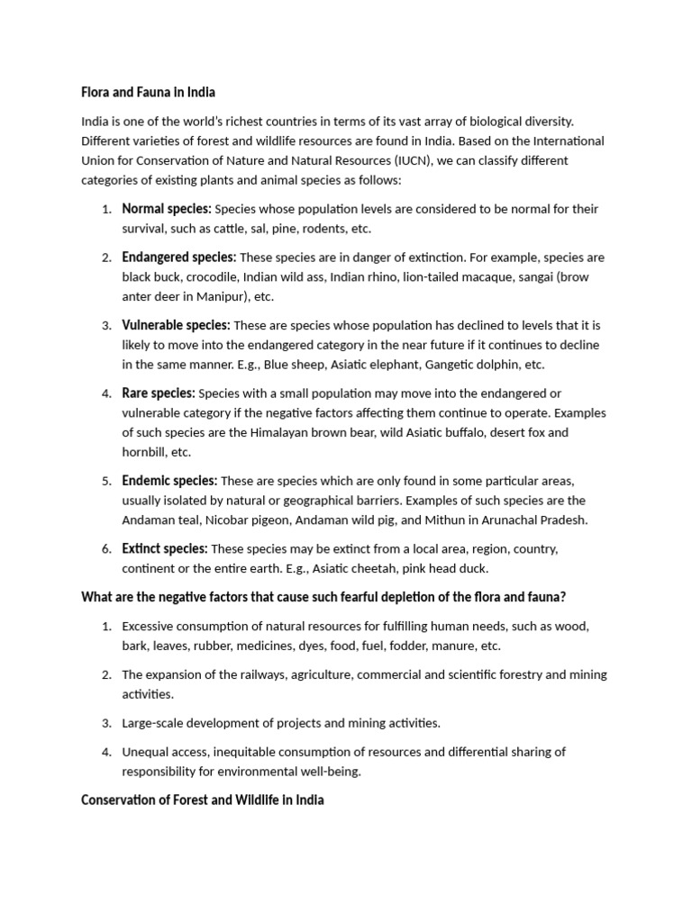 Flora and Fauna Conservation in India | PDF | Forests | Biodiversity
