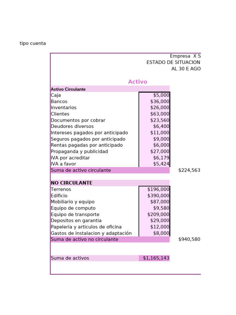 Estado de Situacion Financiera | PDF | Business | Negocios económicos