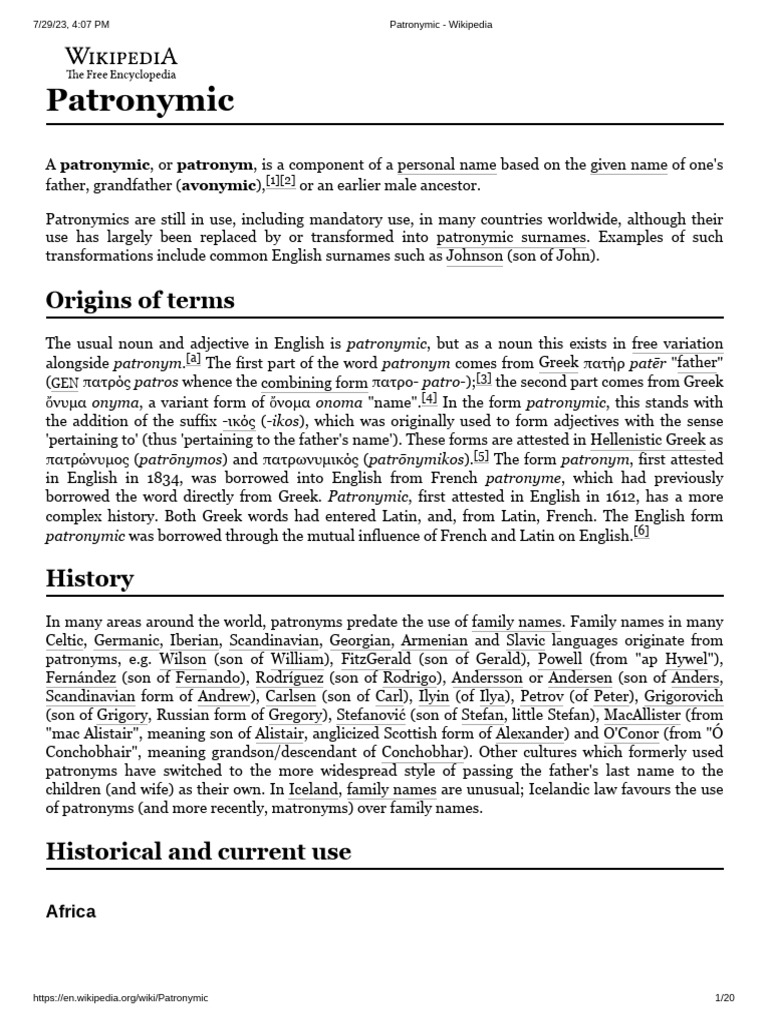 Understanding Patronymic Naming Systems | PDF | Linguistics