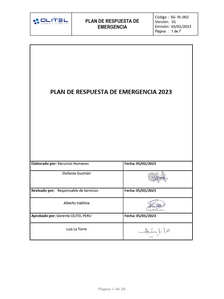 Plan de Respuesta a Emergencias 2023 | PDF | Respiración
