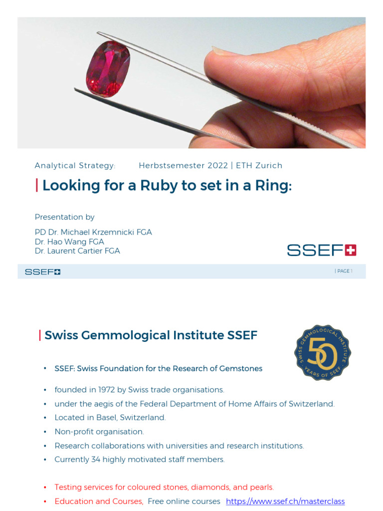 ETHZ Analytical Strategy Final | PDF | Gemstone | Raman Spectroscopy