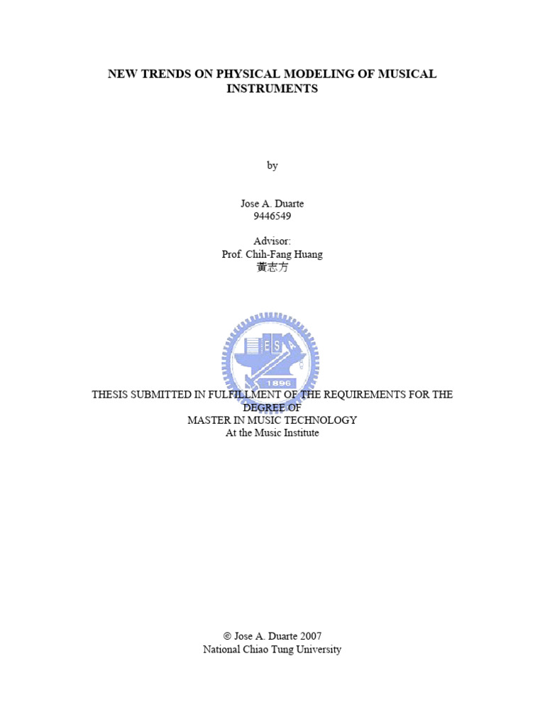 New Trends On Physical Modeling of Musical Instruments | PDF ...