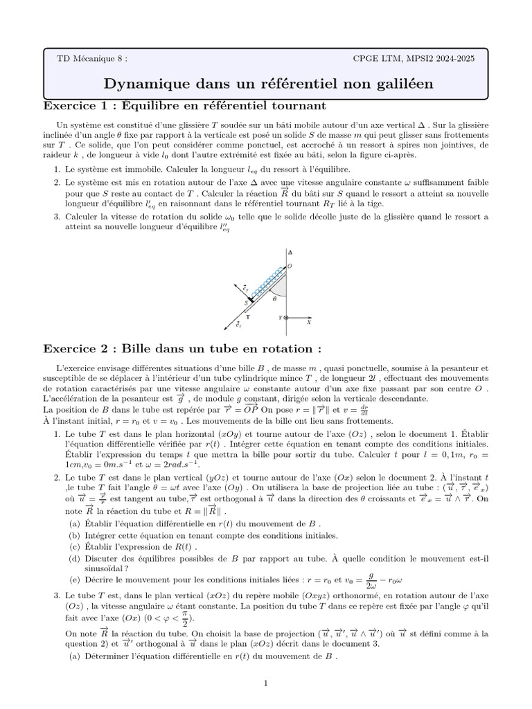 Dynamique en référentiel tournant CPGE MPSI2 | PDF | Rotation ...
