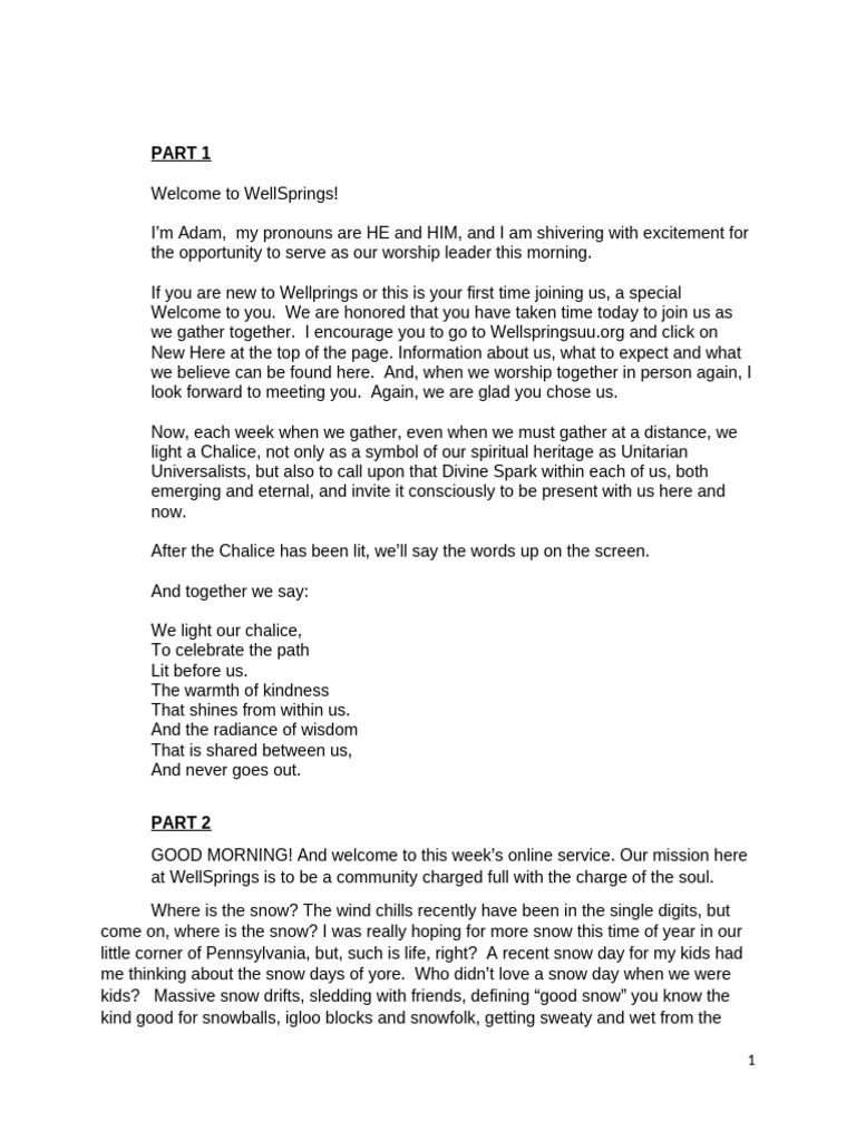 WellSprings Online Service Overview | PDF | Unitarian Universalism