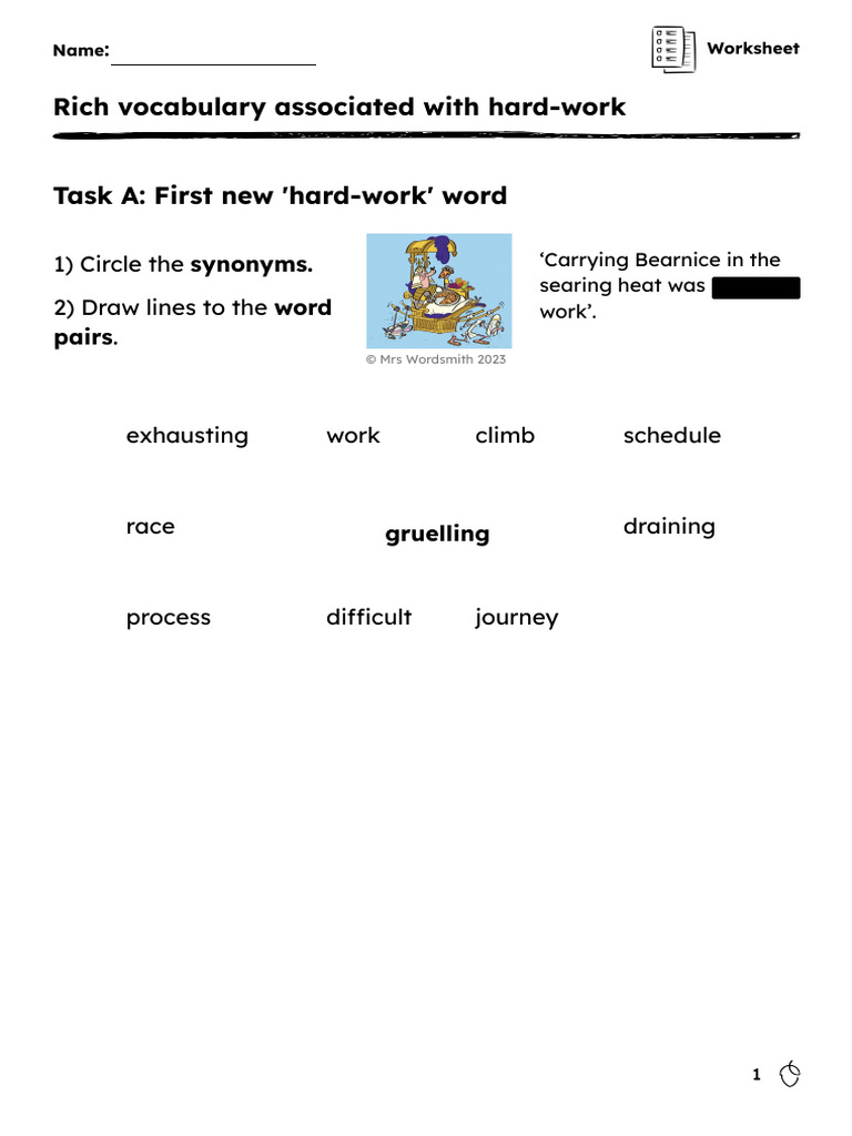 Vocabulary Worksheet: Hard Work Terms | PDF | Vocabulary | Lexical ...