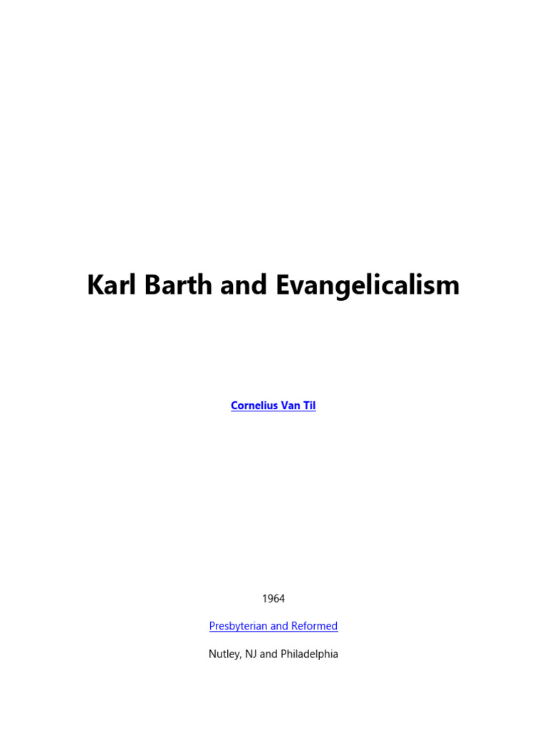 Barth's Influence on Evangelical Theology | PDF | Karl Barth | Jesus
