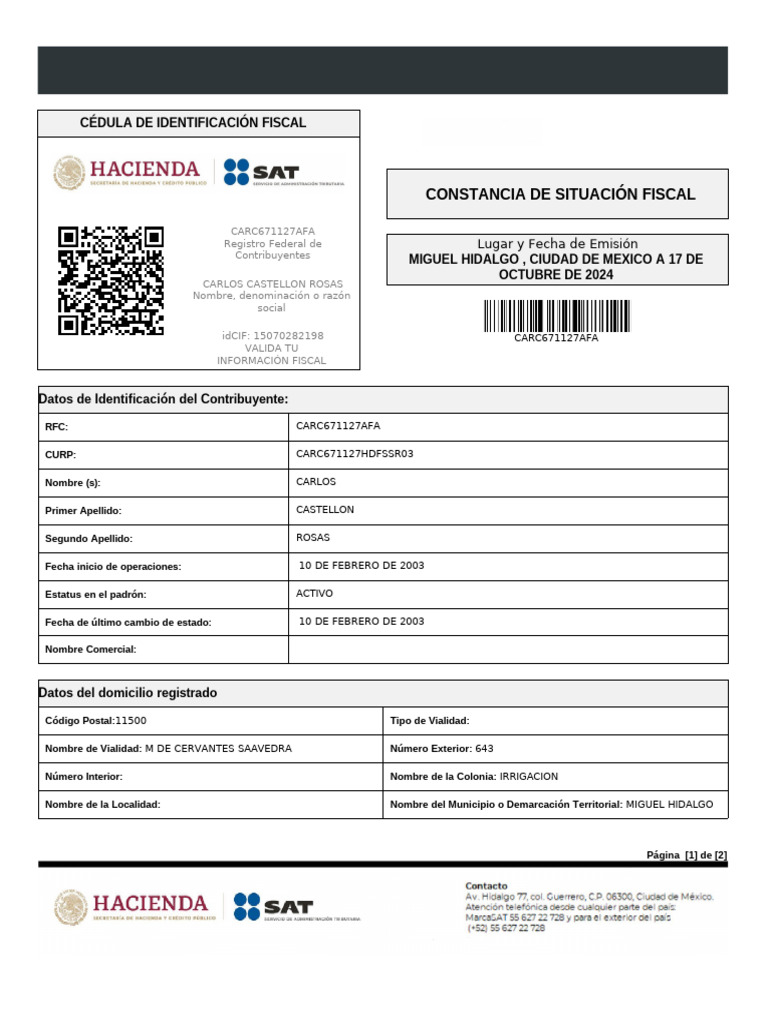 Sat Cif Octubre 24 | PDF | Gobierno
