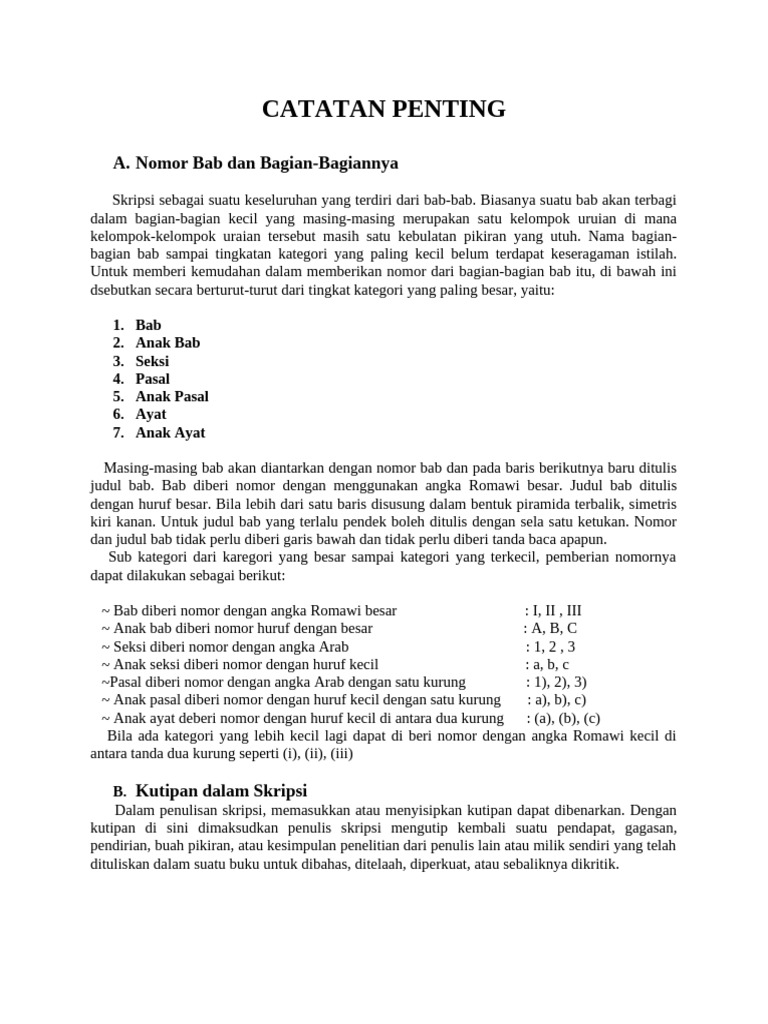 Panduan Penulisan Skripsi dan Kutipan | PDF