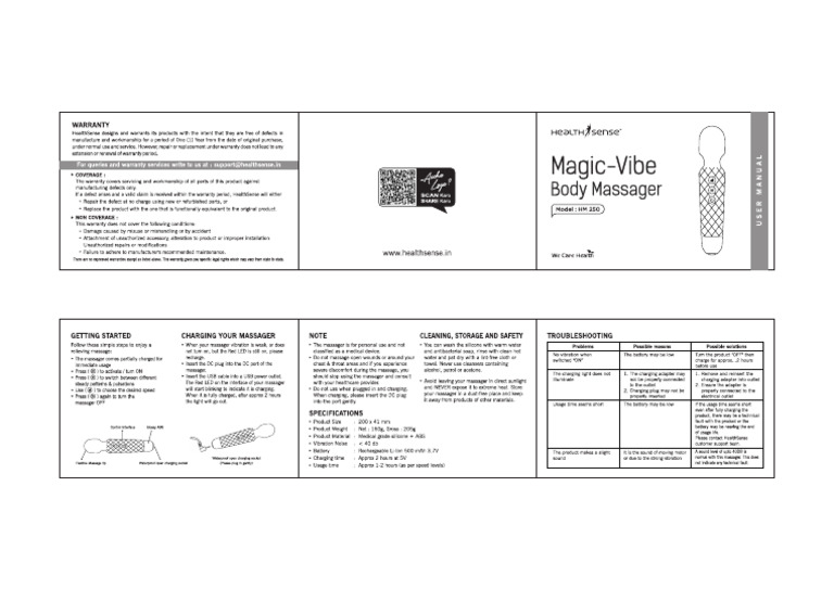 Magic Vibe User Manual | PDF