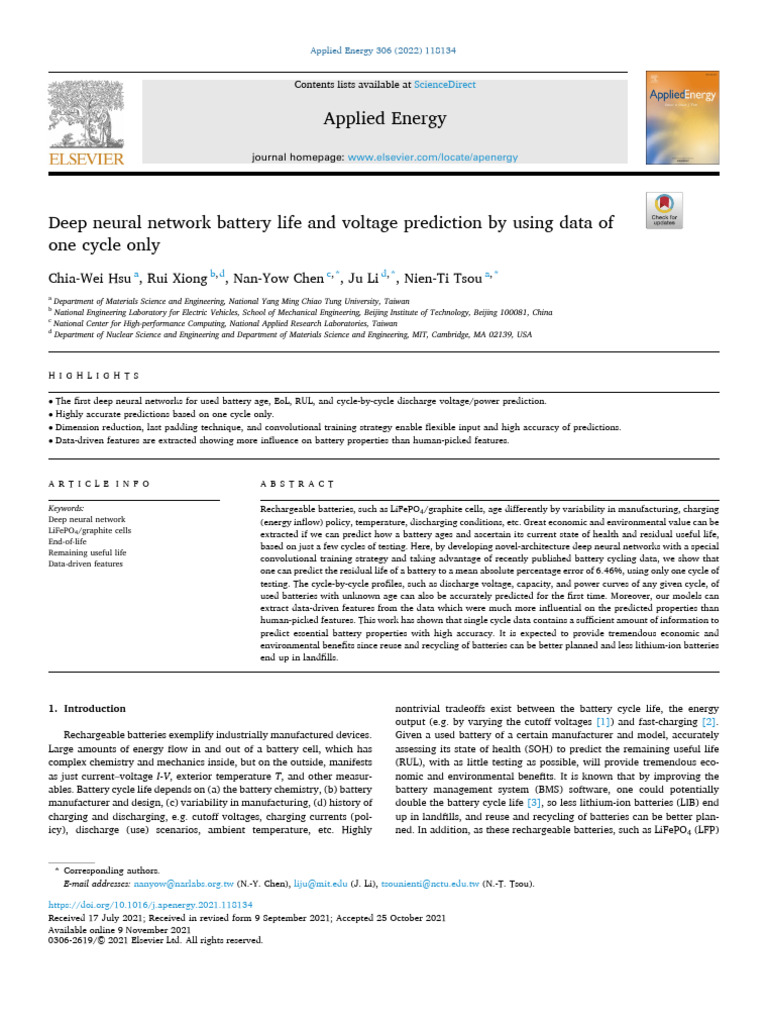 Deep Learning for Battery Life Prediction | PDF | Deep Learning ...
