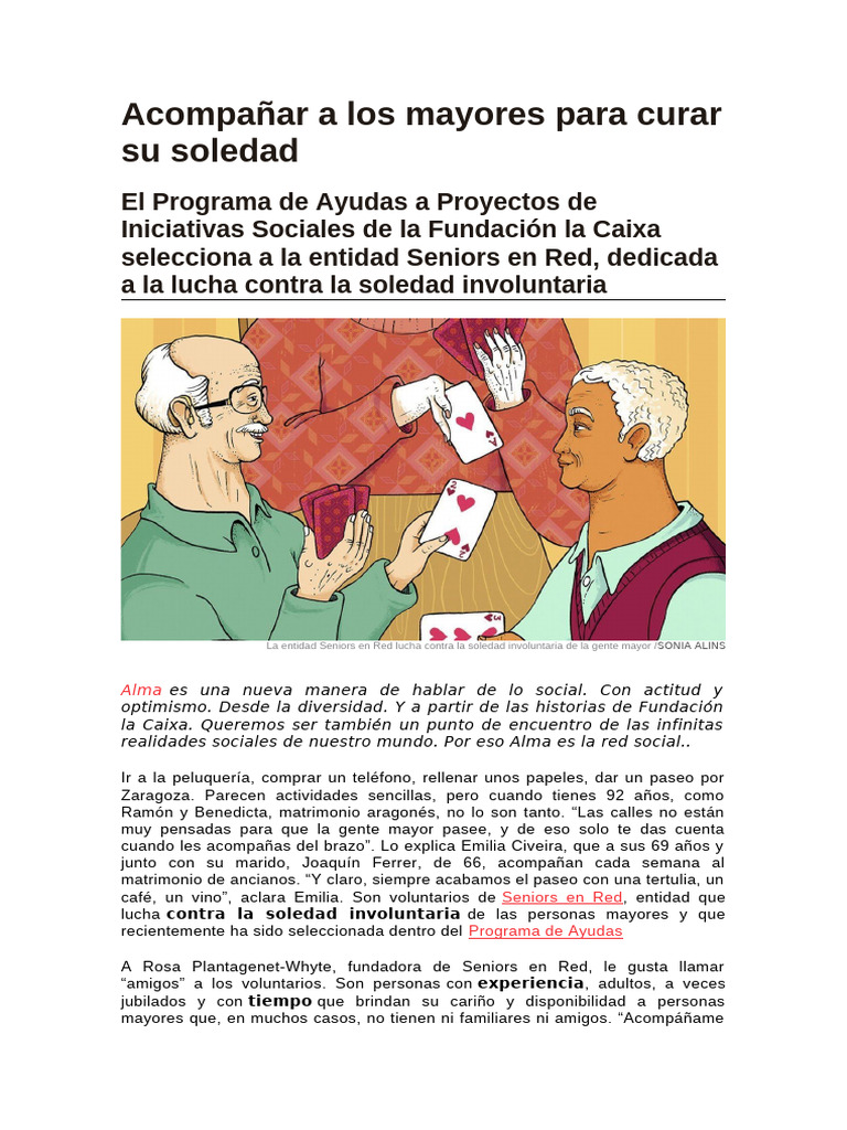 Combatiendo la soledad en mayores | PDF | Vejez
