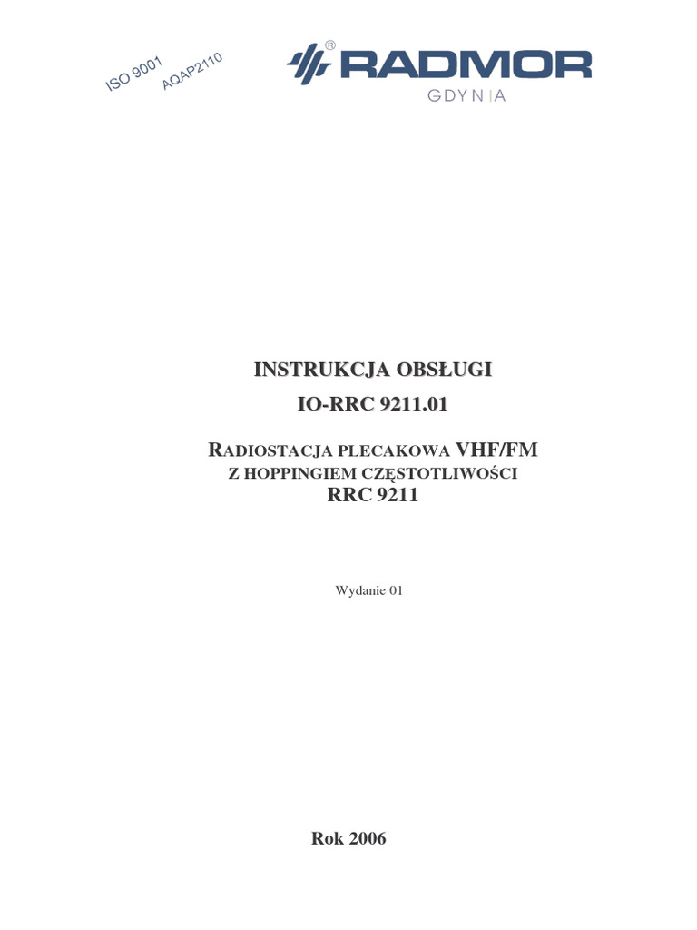 Instrukcja Radiostacji RRC9211 | PDF
