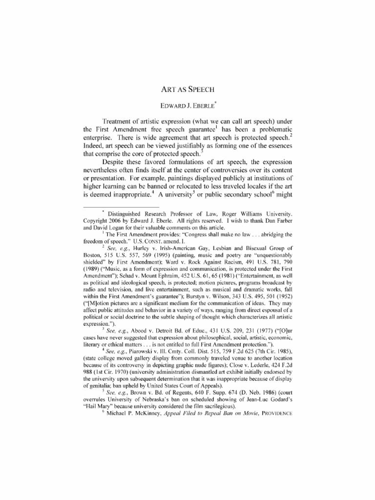 Art and Speech | PDF | First Amendment To The United States ...