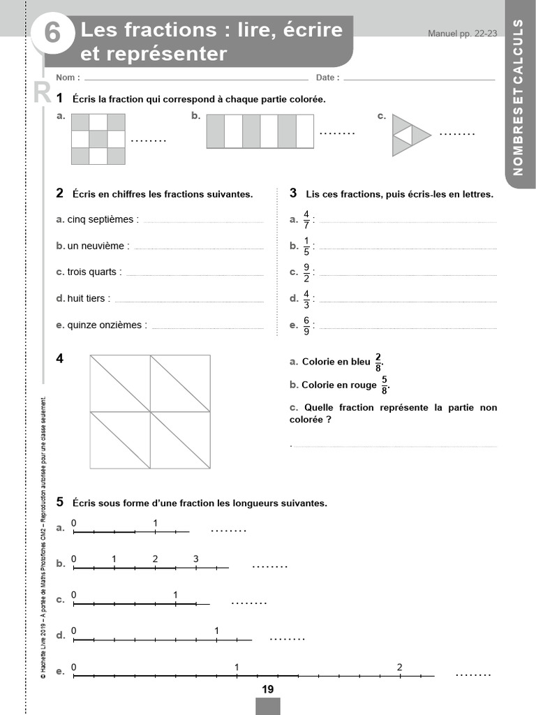 Fractions : Lire, Écrire, Représenter CM2 | PDF