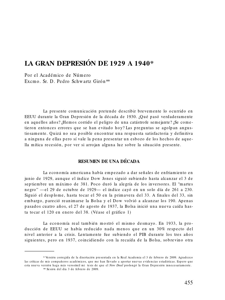 La Gran Depresión de 1929 A 1940 | PDF | Nuevo acuerdo | Franklin D ...