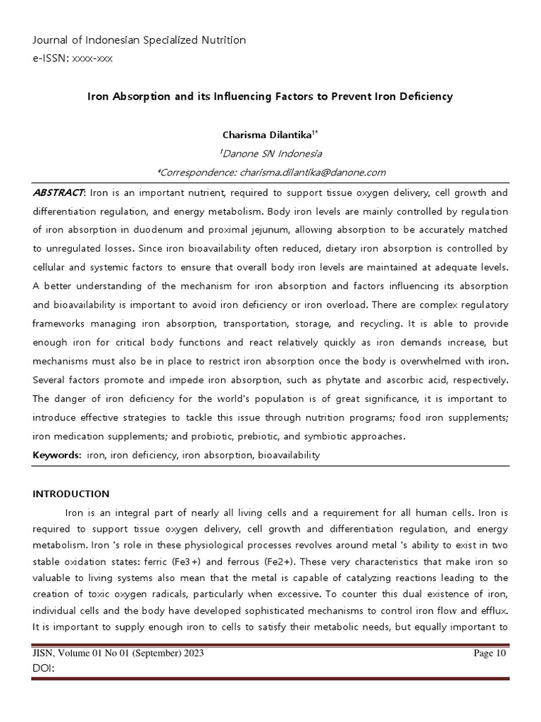 Factors Influencing Iron Absorption | PDF | Iron | Small Intestine