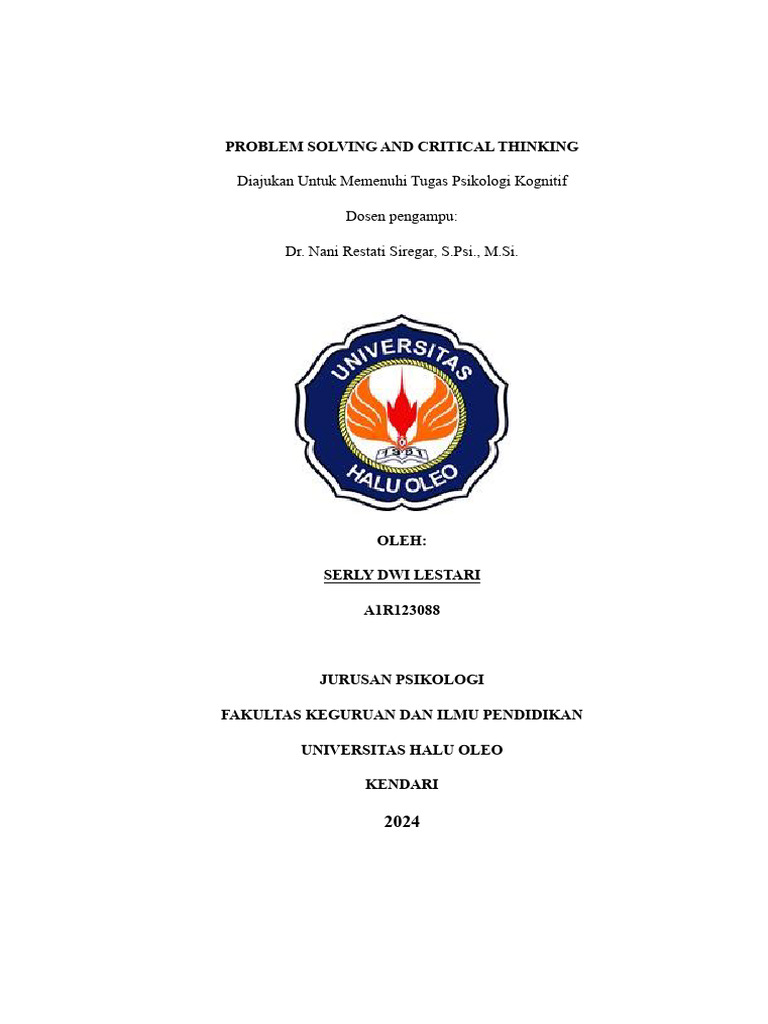 Problem Solving dan Berpikir Kritis dalam Pendidikan | PDF