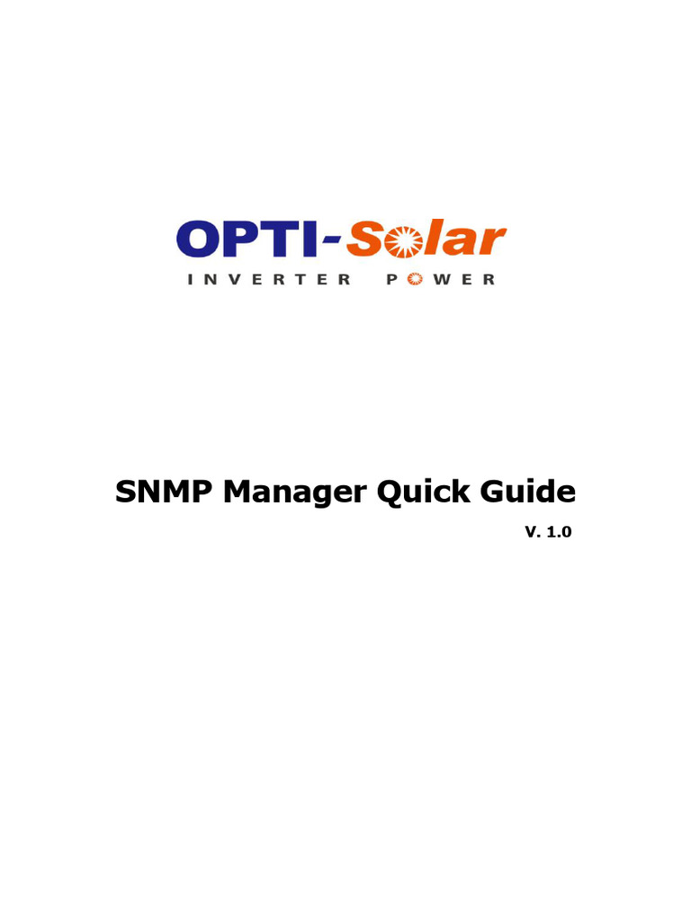 Opti-Solar SNMP Manager Guide | PDF | Ip Address | Computer Network