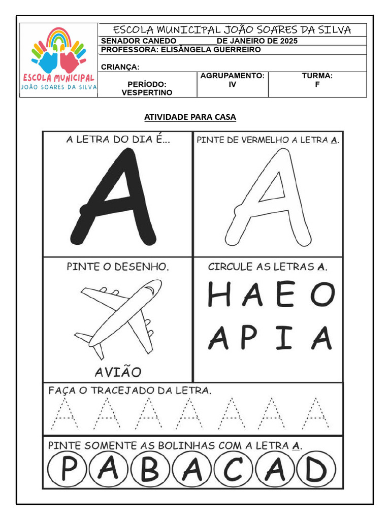 Atividades de Casa para Aprender Letras | PDF