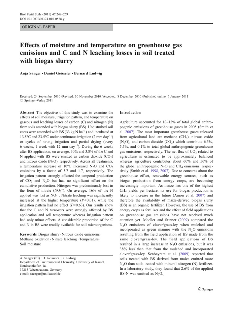 Effect of Moisture and Temperature On GHGs | PDF | Greenhouse Gas ...
