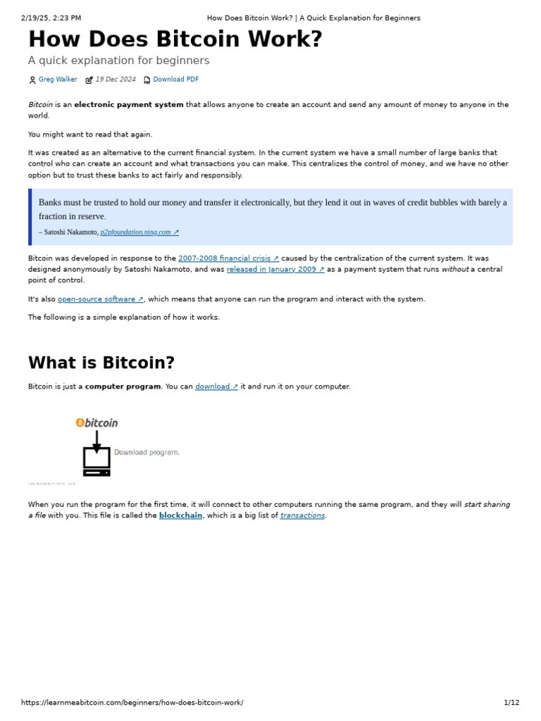 How Bitcoin Works: A Beginner's Guide | PDF | Bitcoin | Computing