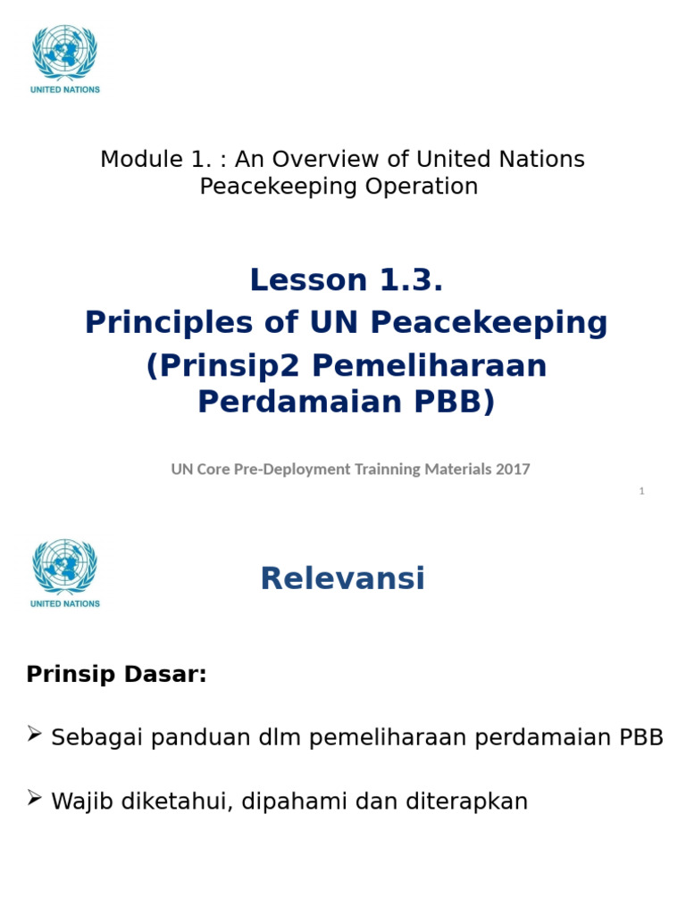 Principles of UN Peacekeeping | PDF