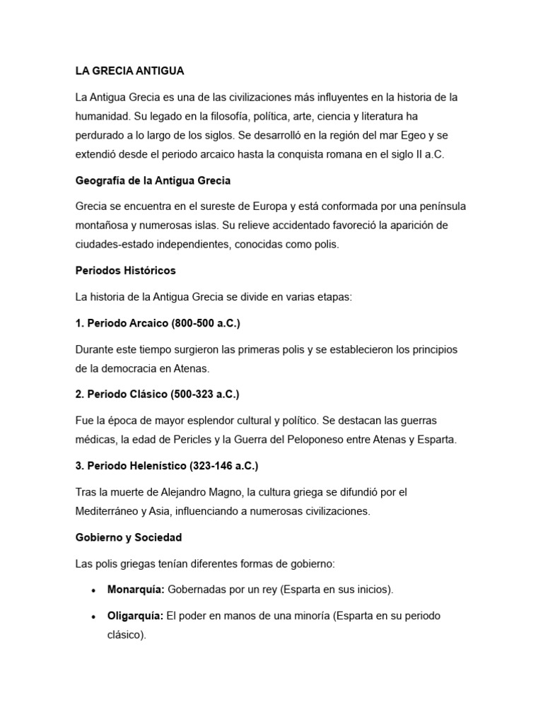 Legado y Cultura de la Antigua Grecia | PDF | Antigua Grecia | Grecia