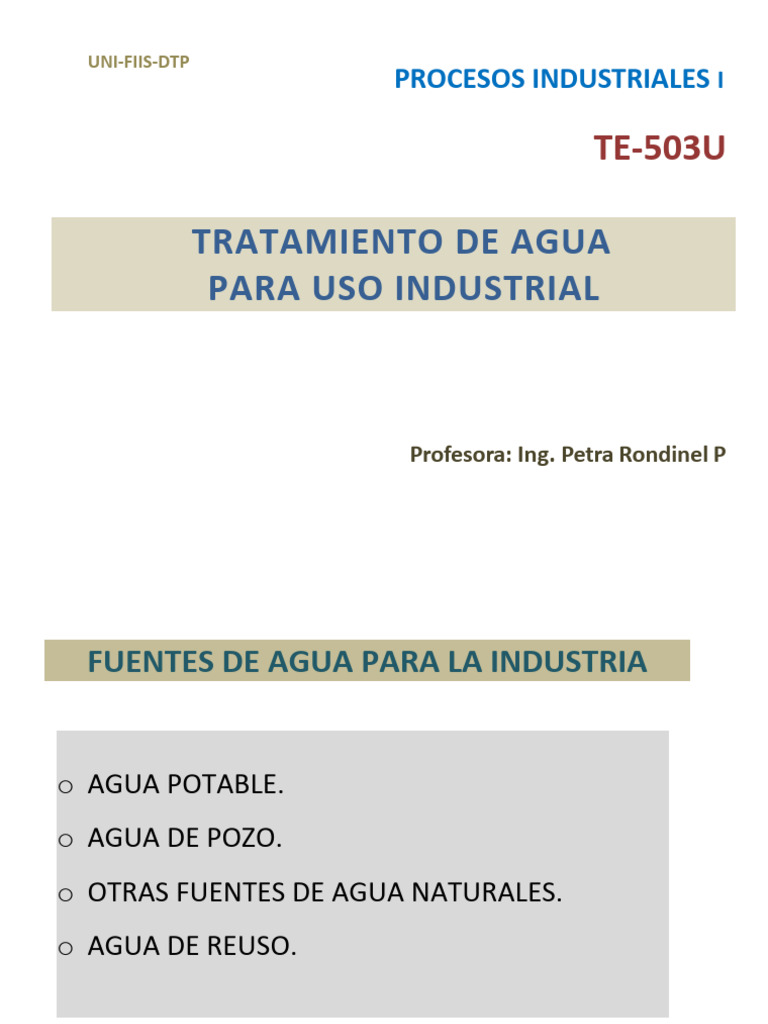Tratamiento de Agua para la Industria | PDF | Agua | Sector secundario ...