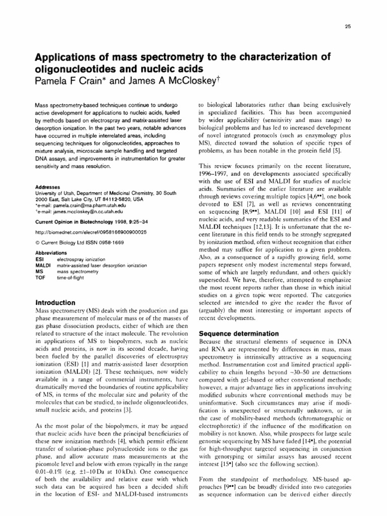 Applications of Mass Spectrometry To Caracterization of ...