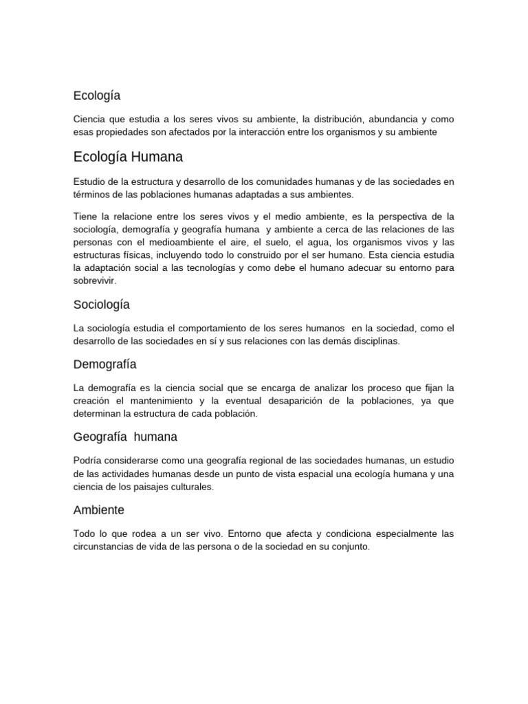 Ecología Humana | PDF | Sociedad | Entorno natural