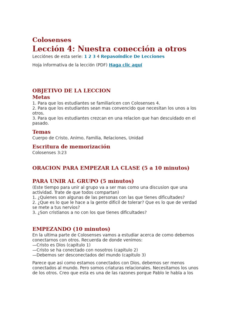 Colosenses Leccion 4 | PDF | Pablo el apóstol | Oración