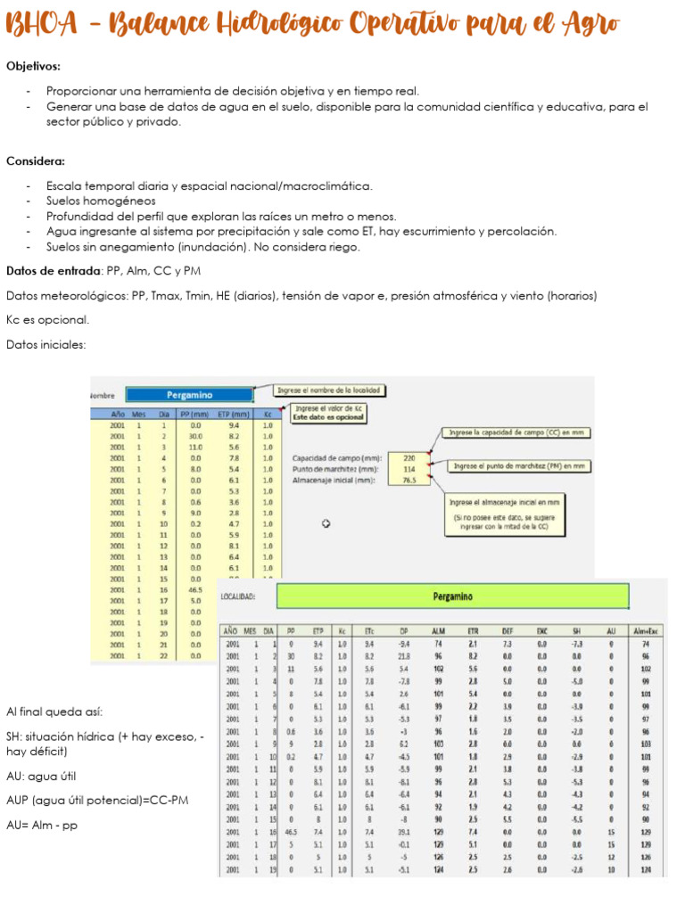 BHOA: Balance Hidrológico Agro | PDF | Agua | Suelo