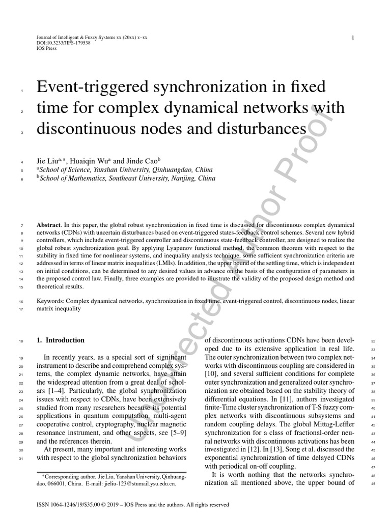 Event-Triggered Synchronization in Fixed Time For Complex Dynamical ...