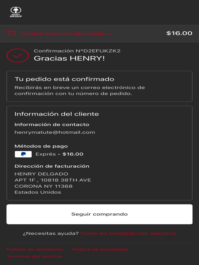 Confirmación de Pedido de Henry | PDF