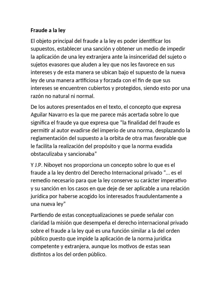 Concepto y efectos del fraude a la ley | PDF
