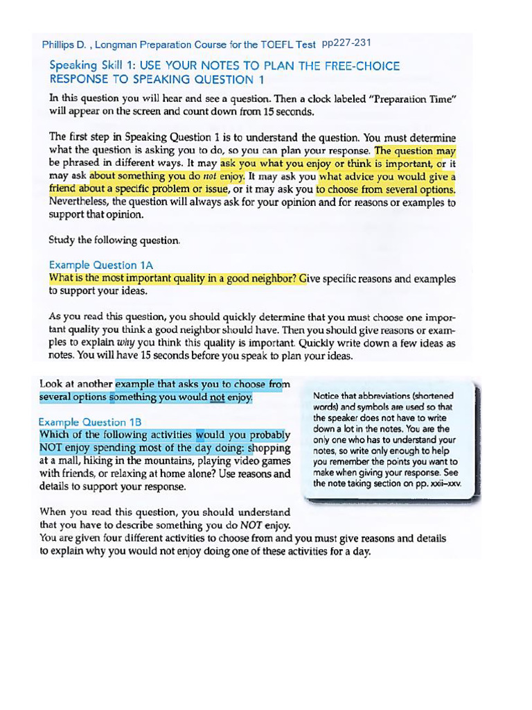 TOEFL Speaking Question 1 Practice | PDF