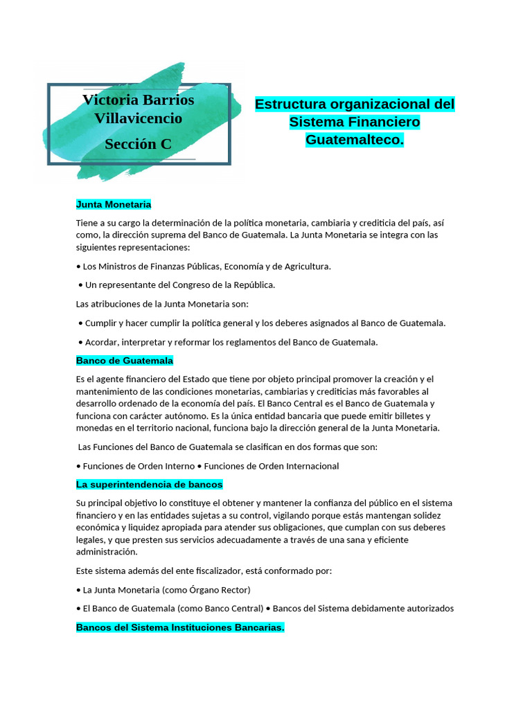 Estructura del Sistema Financiero en Guatemala | PDF | Bancos | Seguro