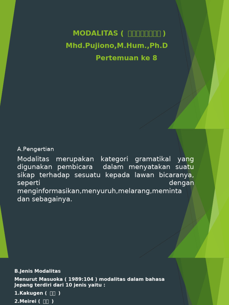 PPT MODALITAS (法制。モダリke 8 Siintaksis 21 | PDF